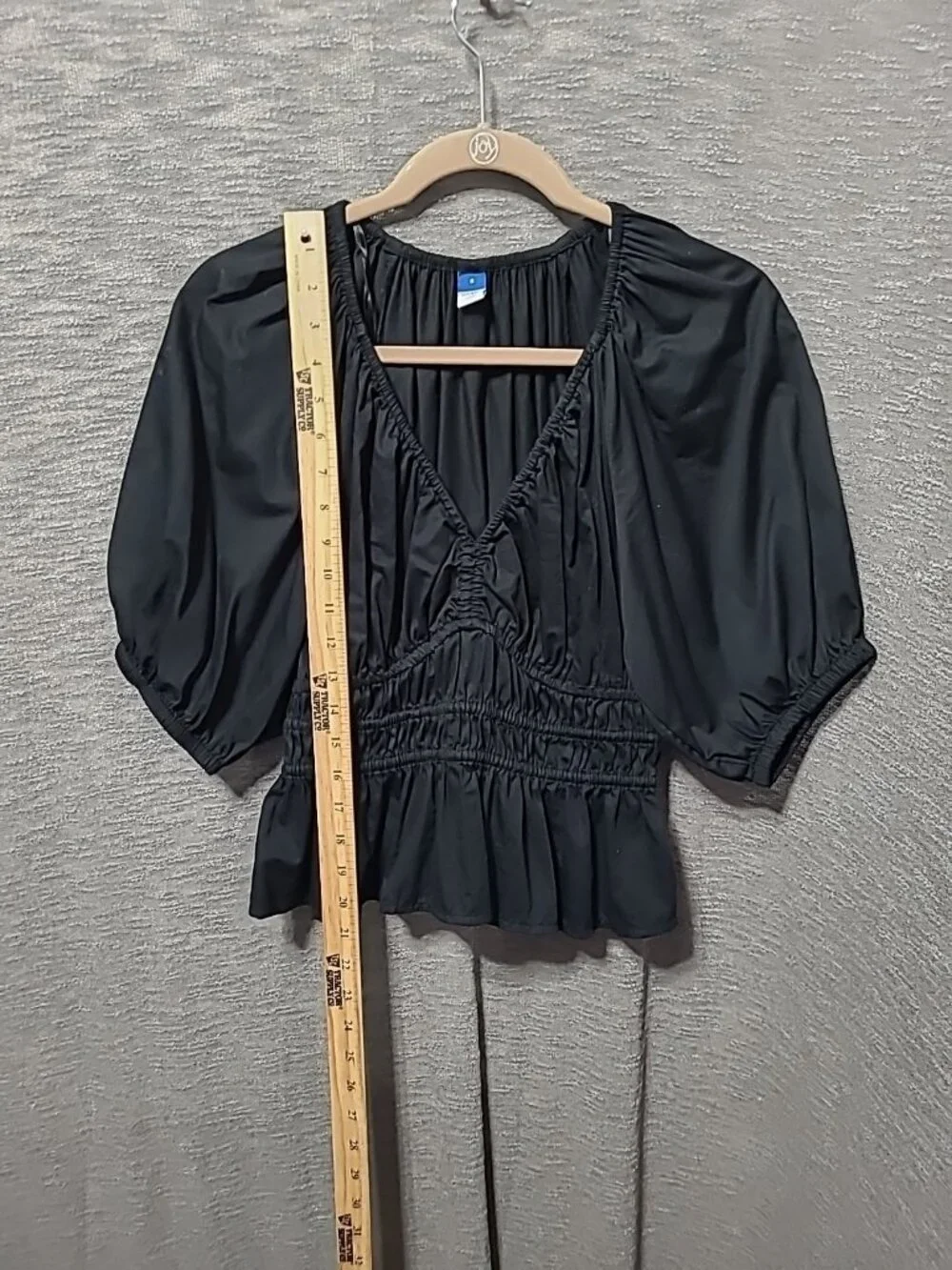 Old Navy‎ Top S Black Puff Sleeve Baby Doll Peplum Elastic Waist Y2K Style